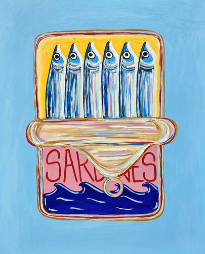 Sardines on Blue van HAZ, Schilderij te koop op Singulart