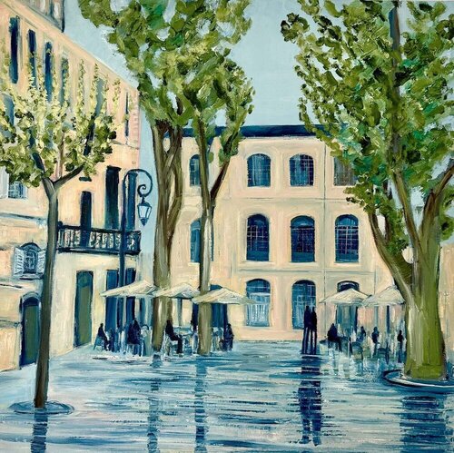 Aix-en-Provence Café by Jo Holdsworth, Painting for Sale on Singulart