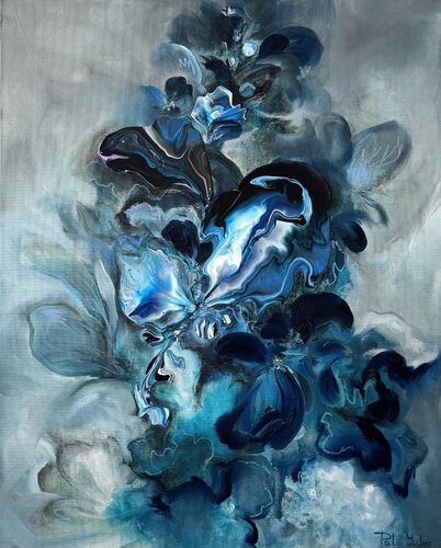 Shimmering blue di Yuliia Poraiko, Pittura in vendita su Singulart