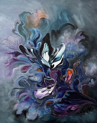 Shimmering blue di Yuliia Poraiko, Pittura in vendita su Singulart