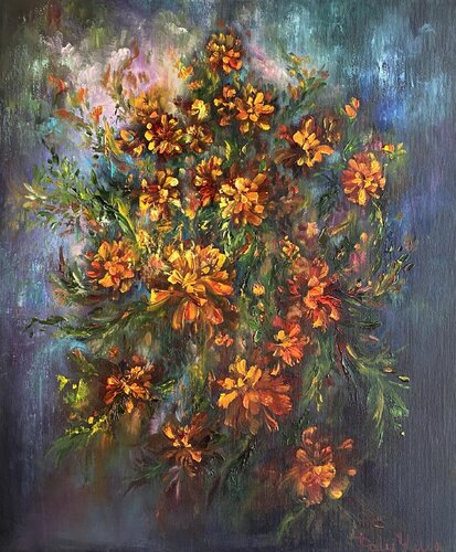 Marigolds van Yuliia Poraiko, Schilderij te koop op Singulart