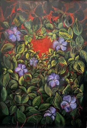 Periwinkle heart di Yuliia Poraiko, Pittura in vendita su Singulart