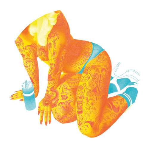 Lata, calcinha e salto alto Marie Casaÿs