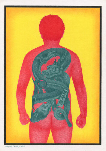 Dragon tattoo, tatouage Yakusa di Marie Casaÿs, Opera su carta in vendita su Singulart