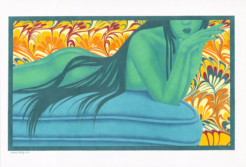 Émeraude au cosmos di Marie Casaÿs, Opera su carta in vendita su Singulart