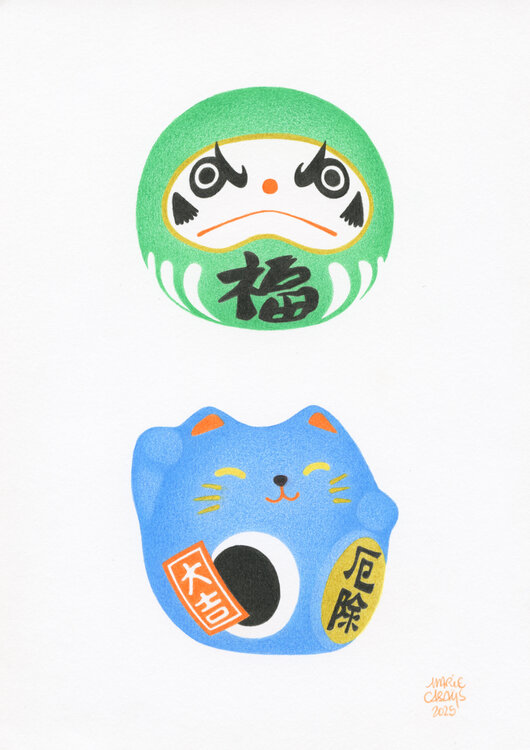 Kokeshi Daruma to Maneki Neko Marie Casaÿs