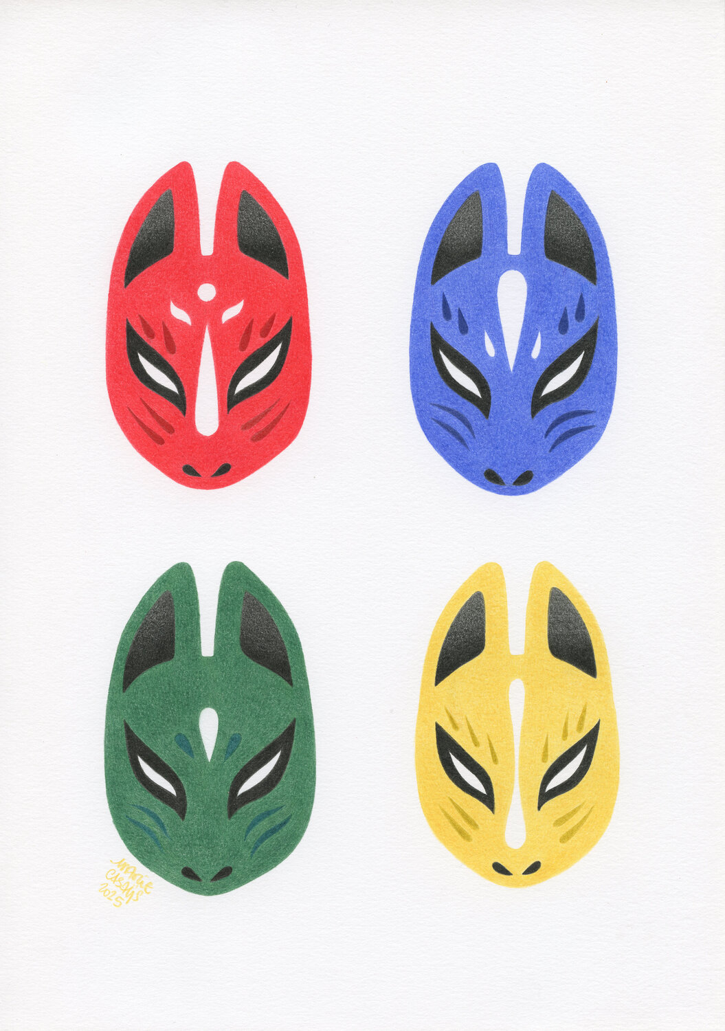 Quatre masques Kitsune Marie Casaÿs