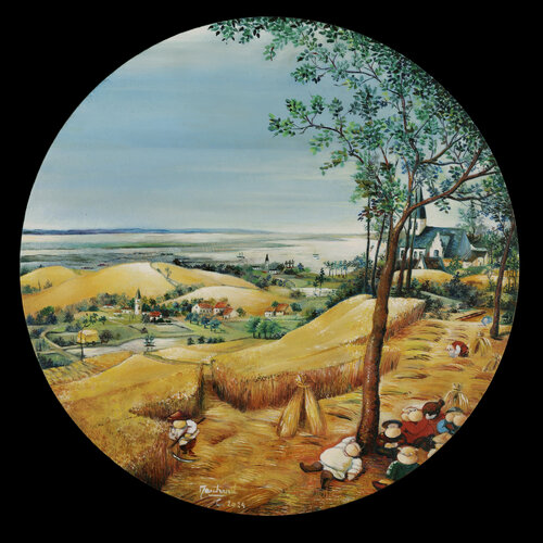 LA MOISSON, format rond van Cécile Marchand, Schilderij te koop op Singulart