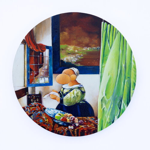 LA LETTRE, Format rond van Cécile Marchand, Schilderij te koop op Singulart