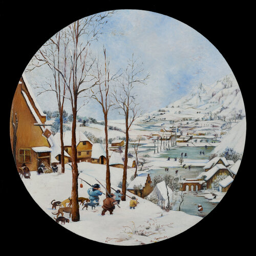 LES CHASSEURS, format rond van Cécile Marchand, Schilderij te koop op Singulart
