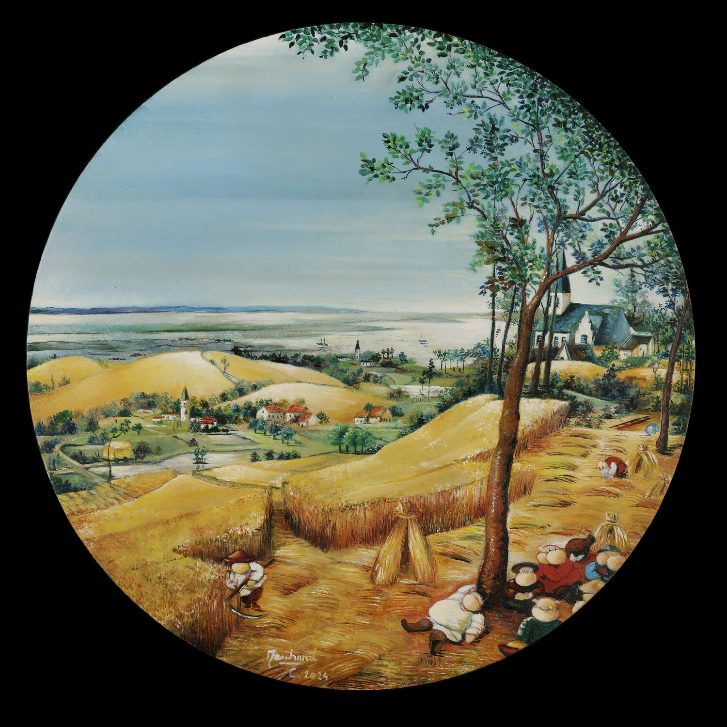 LA MOISSON, format rond Cécile Marchand