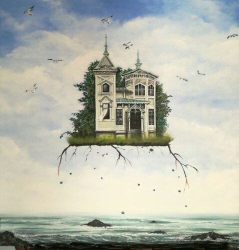 HIGH UP IN THE SKY... I BUILD MY CASTLE by Danielle Brits, Painting for Sale on Singulart