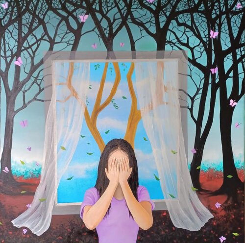 WHAT LIES BEYOND? di Danielle Brits, Pittura in vendita su Singulart
