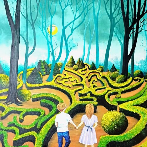FACING THE LABYRINTH OF LIFE di Danielle Brits, Pittura in vendita su Singulart