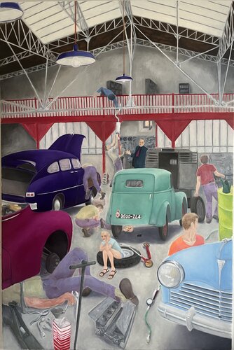 Garage central van Bernard Delage, Schilderij te koop op Singulart