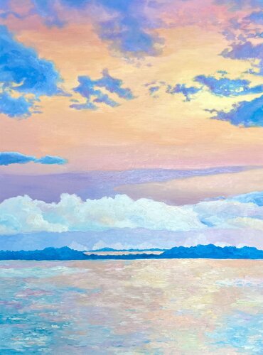 Singapore Pink Sunset #1 van Margarita Buttenmueller, Schilderij te koop op Singulart