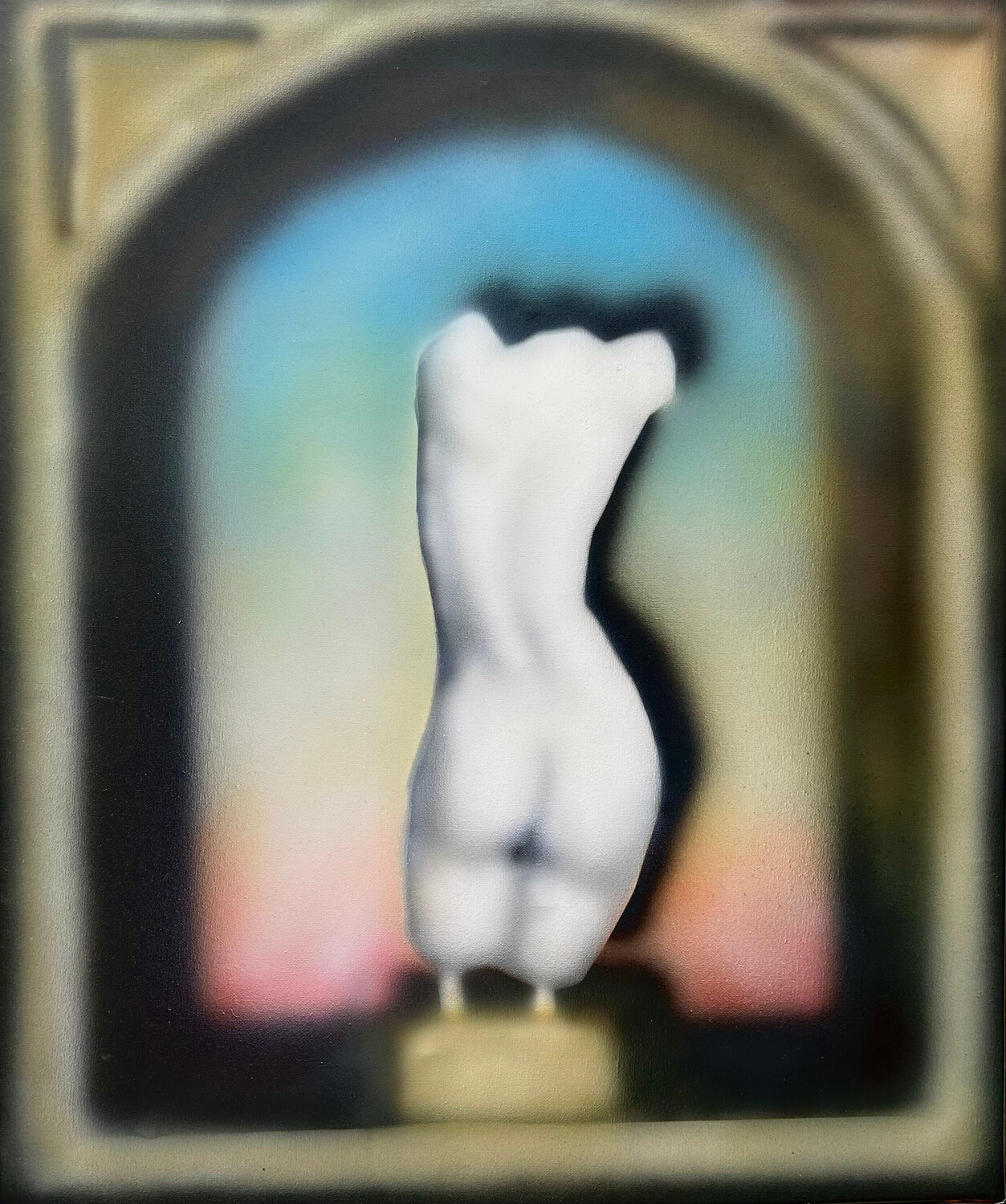 Female Torso in a Window Niche Timothy Gatenby Dipinto originale in vendita