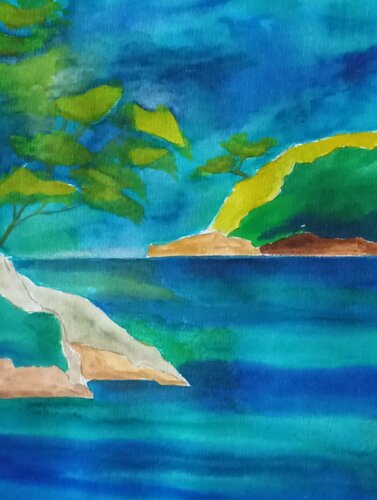 BLEU ET VERT by Dominique nizard, 종이 for Sale on Singulart