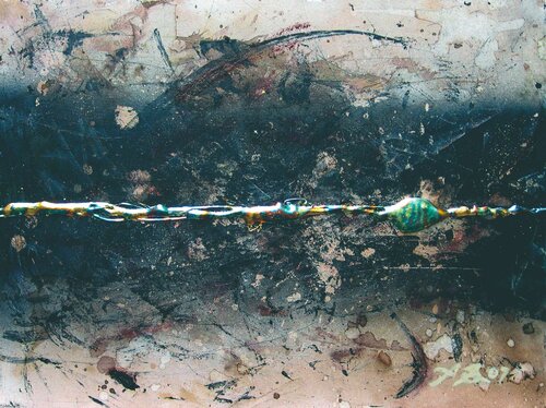 CHROMESIGN07- Gold line on Black van Andrea Sasso, Schilderij te koop op Singulart