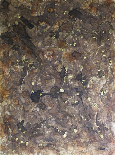 CHROMESIGN07- Gold on Brown van Andrea Sasso, Schilderij te koop op Singulart