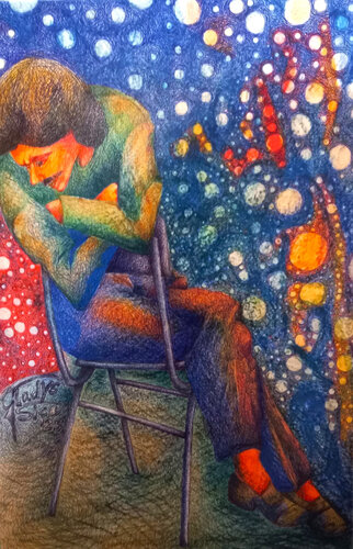 "Seduto, con i sogni dietro" by Gladys Sica, 기타 매체 for Sale on Singulart