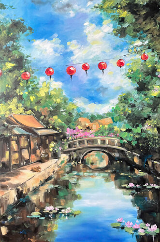 Peaceful Current van Francisco De Asis Santacreu, Schilderij te koop op Singulart