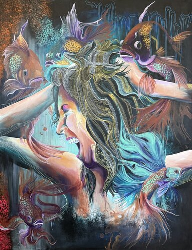 Un cri sous l'océan di Eunice Green, Pittura in vendita su Singulart