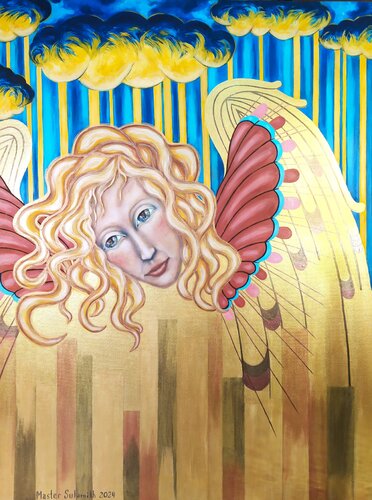 Guardian angel between heaven and earth di Svetlana Ivanova, Pittura in vendita su Singulart