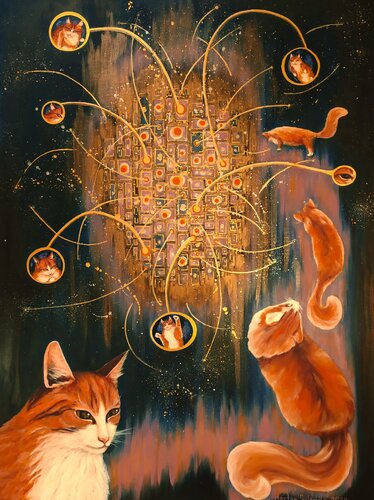 Planet of Red cats di Svetlana Ivanova, Disegno in vendita su Singulart