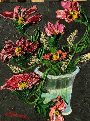 122 - BOUQUET DE ROSES EN RELIEF von Jenny d'Ormond, Malerei kaufen auf Singulart