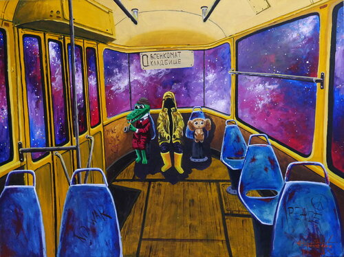 Peaceful tram di Eugene Gorbachenko, Pittura in vendita su Singulart