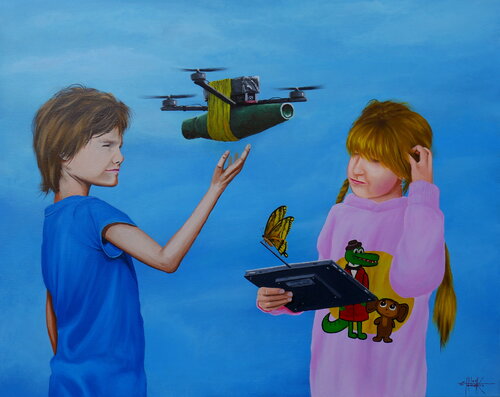 Not children's toys di Eugene Gorbachenko, Pittura in vendita su Singulart
