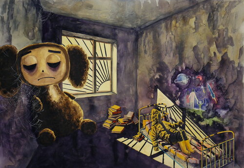 Are you alone in the room? di Eugene Gorbachenko, Pittura in vendita su Singulart