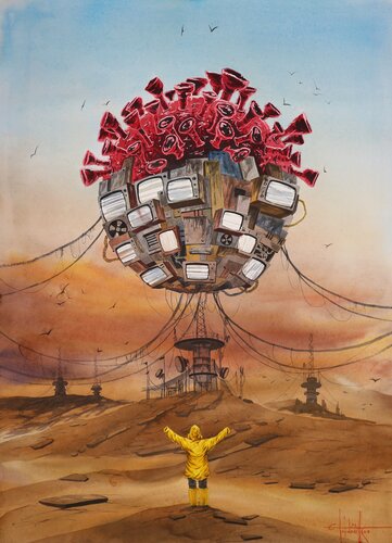 Welcome to the new world (post virus) de Eugene Gorbachenko, Pintura a la venta en Singulart