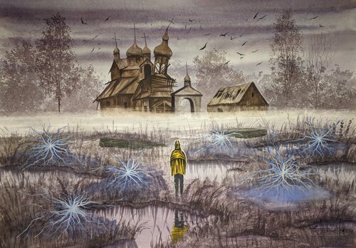 S.T.A.L.K.E.R. Old church di Eugene Gorbachenko, Pittura in vendita su Singulart