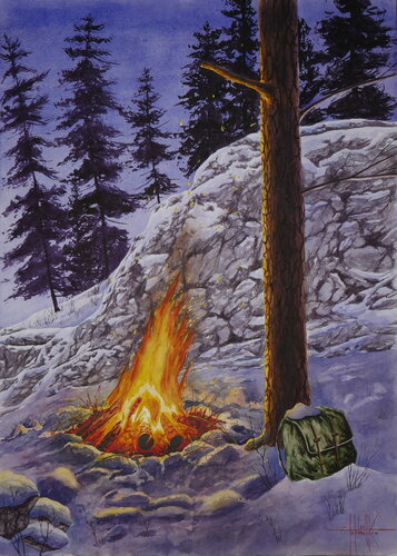 Halt in the mountains di Eugene Gorbachenko, Pittura in vendita su Singulart