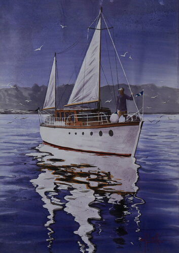 In the north sea par Eugene Gorbachenko, Peinture en vente sur Singulart