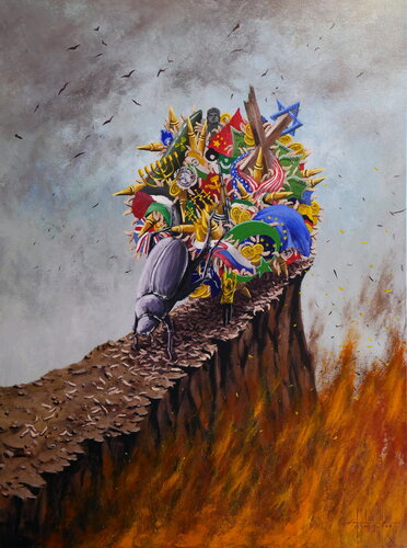 The world's shit must burn di Eugene Gorbachenko, Pittura in vendita su Singulart