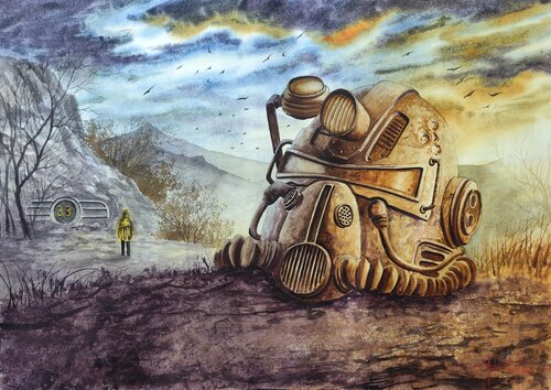 Fallout. Knight helmet di Eugene Gorbachenko, Pittura in vendita su Singulart