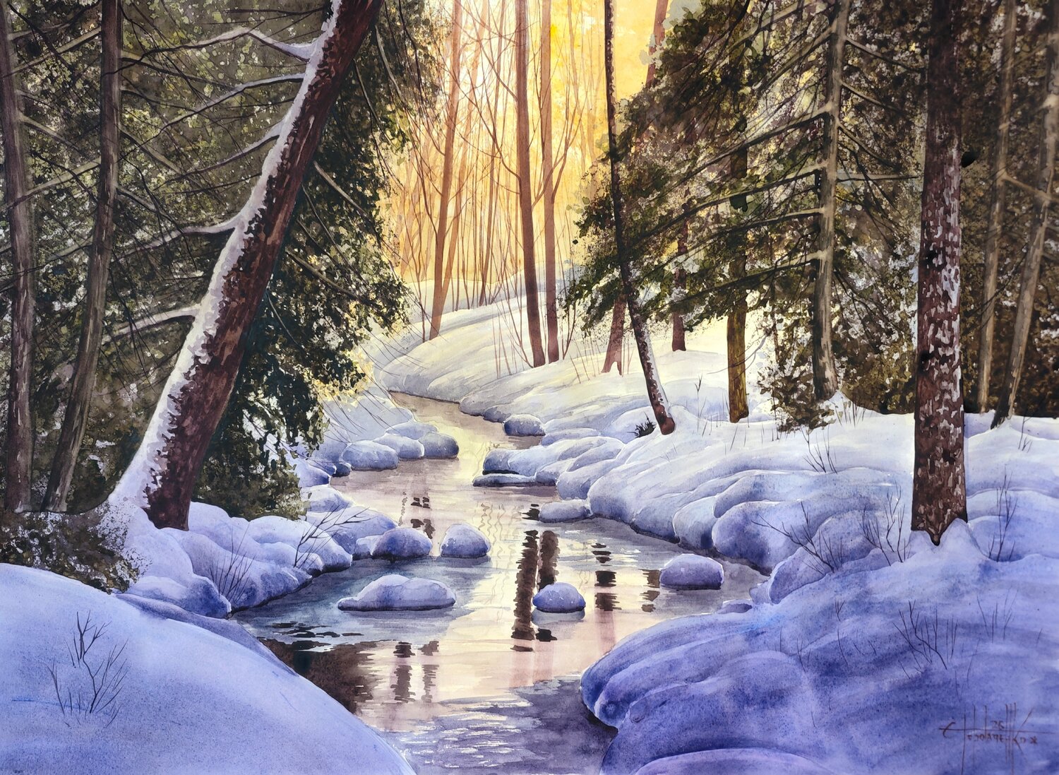 Snow-covered river Eugene Gorbachenko