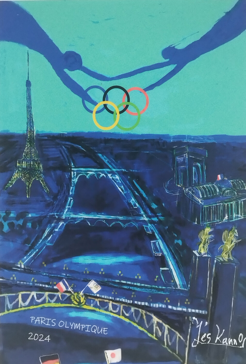 2024 Olympic of PARIS MASAO KANNO Originalgemälde zu verkaufen
