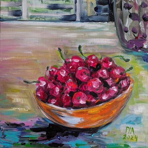 Bowl of Cherries von Pia Grambart, Malerei kaufen auf Singulart