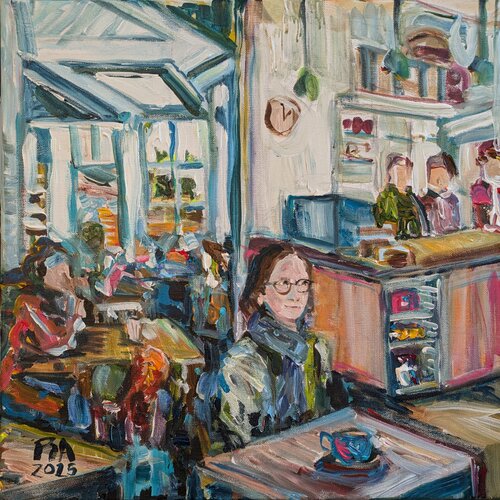 Lesecafe Frankfurt von Pia Grambart, Malerei kaufen auf Singulart
