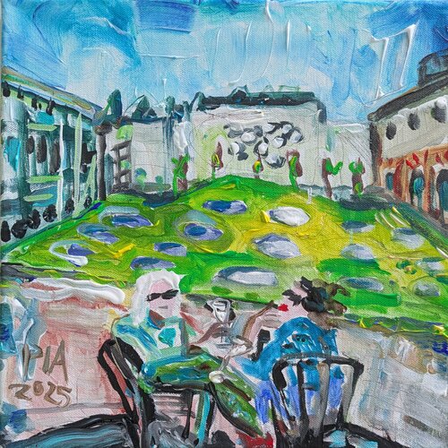 Prosecco at the Staedel Garden, Frankfurt von Pia Grambart, Malerei kaufen auf Singulart