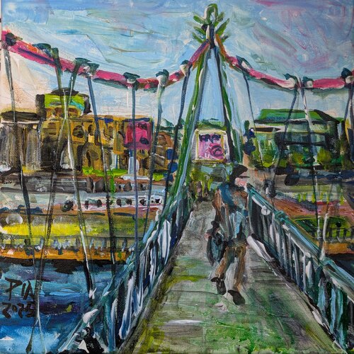 Holbeinsteg, Frankfurt Germany von Pia Grambart, Malerei kaufen auf Singulart