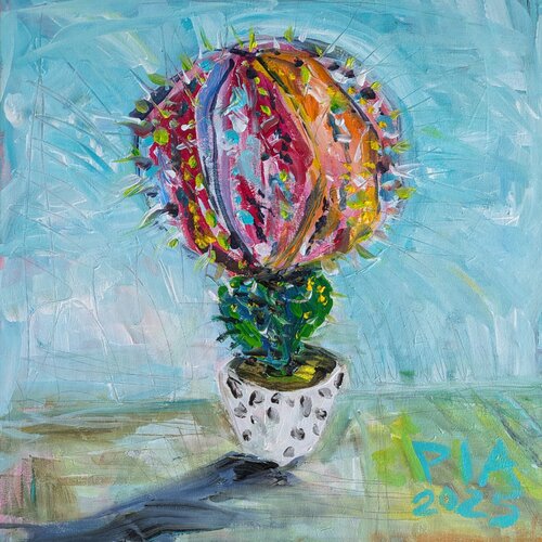 Colours of a Moon Cactus by Pia Grambart, Painting for Sale on Singulart