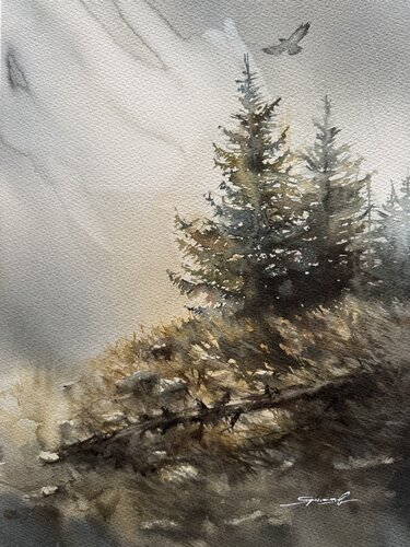 Акварель « Лесные тайны» by Yaroslav Belonogov, Work on Paper for Sale on Singulart