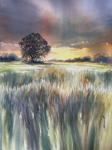 Акварель « Вечернее спокойствие» van Yaroslav Belonogov, Werk op papier te koop op Singulart