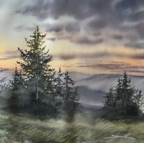 Акварель « Краски вечера» von Yaroslav Belonogov, Werk auf Papier kaufen auf Singulart
