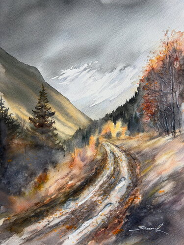 Акварель « Дорога в осень» par Yaroslav Belonogov, Œuvre sur papier en vente sur Singulart